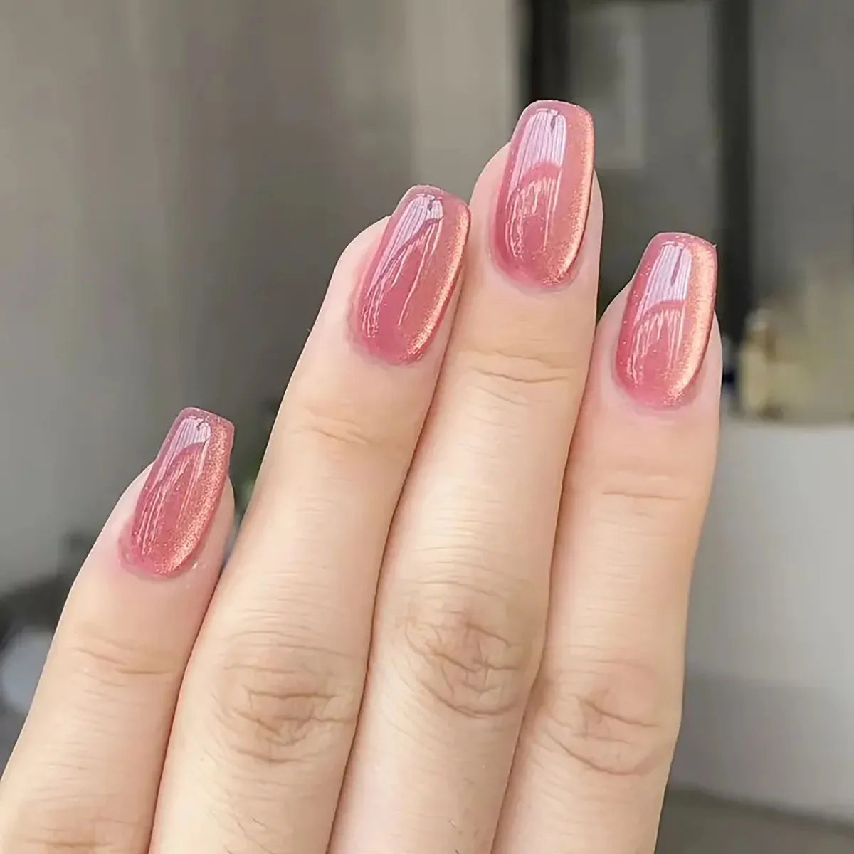 24pcs/30pcs short square ballet fake nails for women cat eyes glitter green blue purple pink shinny nail tips press on nail art JP1493 24pcs