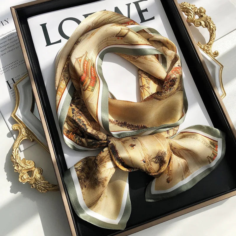 100% Natural Silk Scarf Women Printed Real Silk Long Ribbon Decoration Neckerchief Ladies Bandana Hair Scarf Femme Headscarf Silk Ribbon Scarf 3 150X16CM