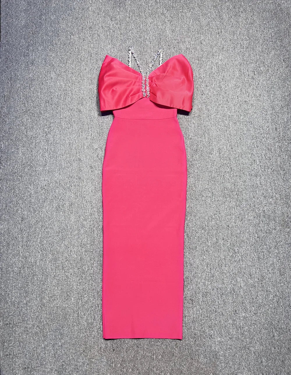 2025 New Fashion Rosered Color Women Sexy Off the Shoulder Bodycon Long Bandage Dress Nightclub Party Celebrate Dress