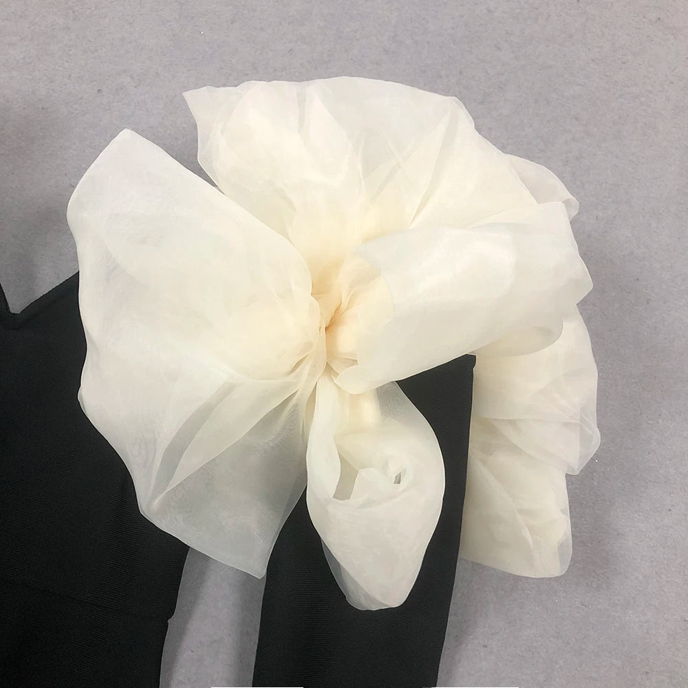 2024 Sexy Women Long Bandage Dress Fashionable Off Shoulder Chiffon Patchwork Long Sleeved Bodycon Backless Dress Party Vestidos