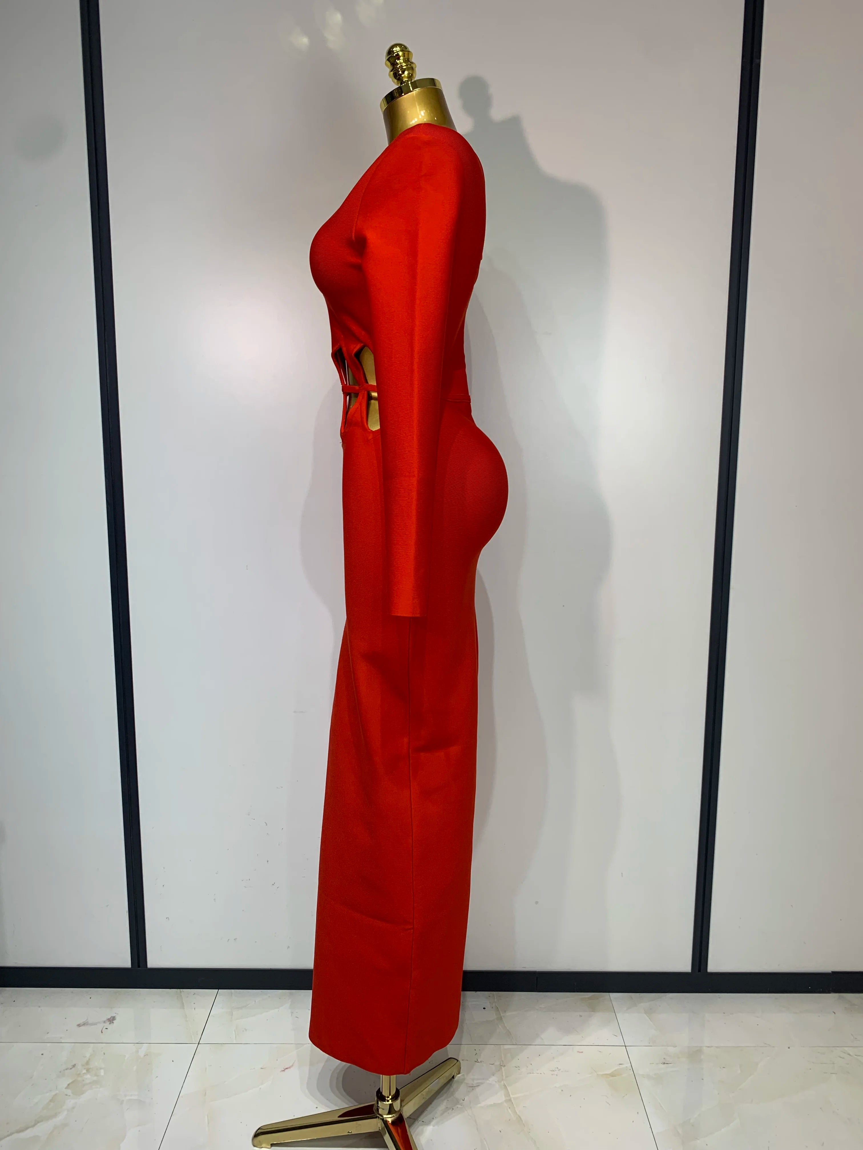 Women Sexy One Shoulder Cut Out Red Bodycon Bandage Dresses Elegant Luxury Birthday Nightclub Celebrity Evening Party Gowns