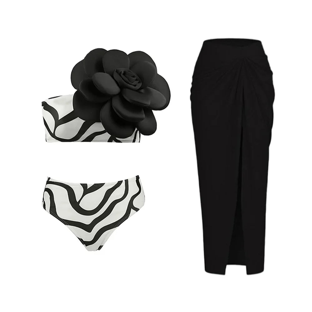 ZAFUAZ Vintage Women Swimwear Two Piece Swimsuit Luxury Bikini Beach Dress Designer Bathing Suit Summer Surf Wear Beachwear Set-1