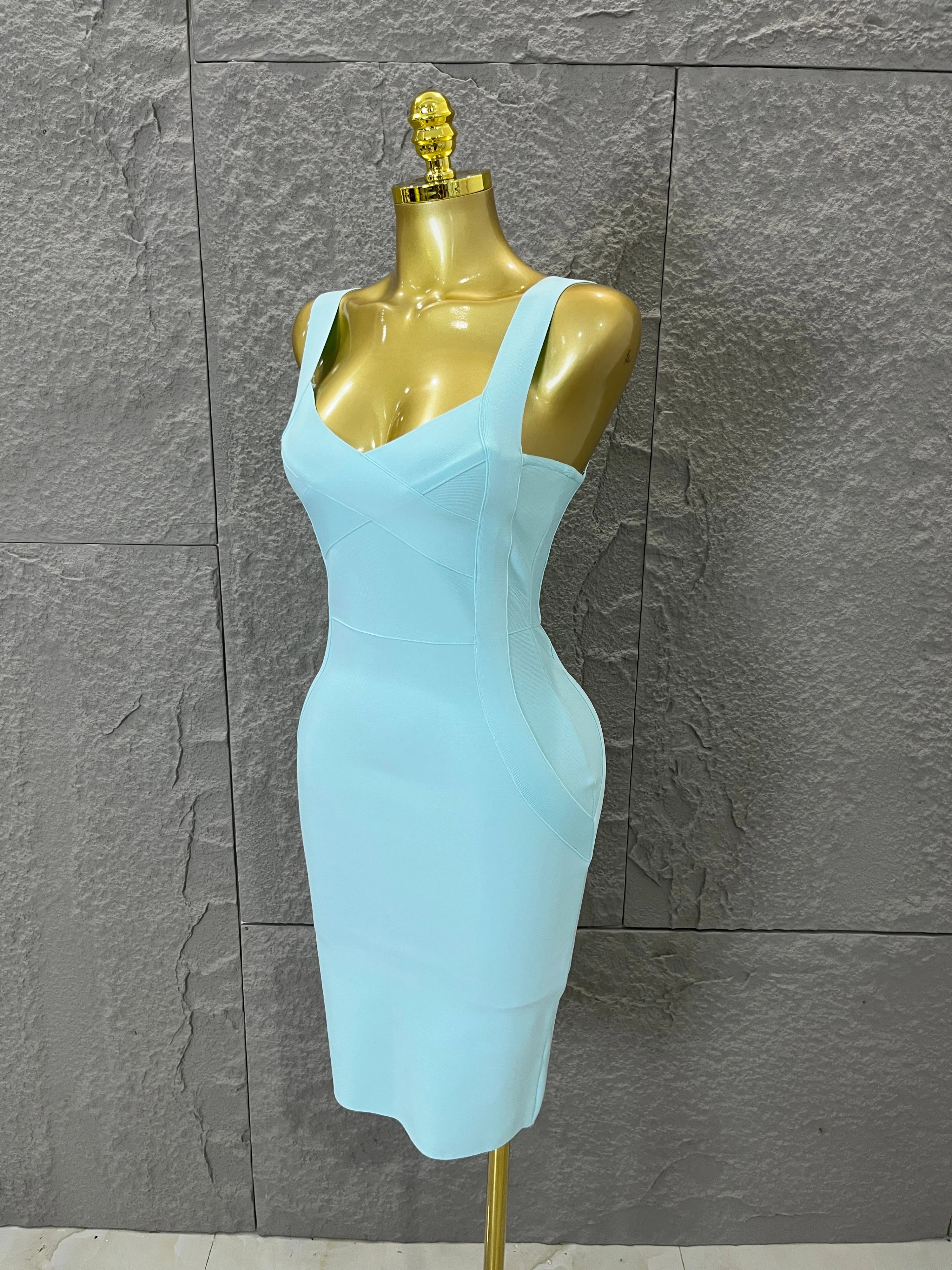 Elegant Sweetheart Neck Bandage Dress Crisscross Bust Slim Fit Midi Evening Banquet Formal Dinner Wedding Guest Cocktail Outfit
