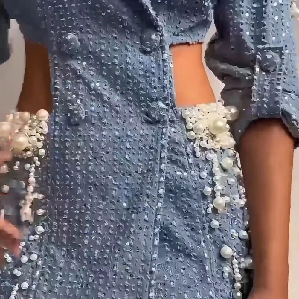 Hollow Out Dresses For Women Notched Collar Long Sleeve Patchwork Embroidered Flares Chic Dress Female Fashion New