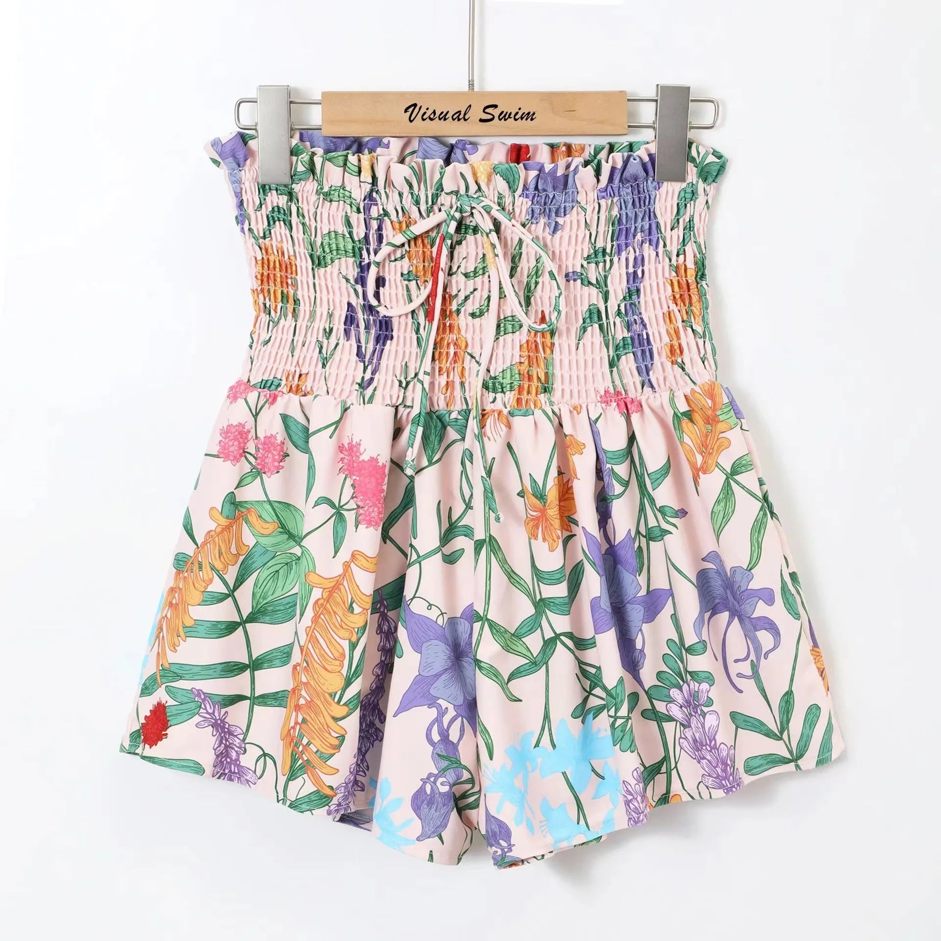 New Vintage Printed Double-sided Wear Swimming Bathing Suit Women Bandage Sexy One Piece Swimsuit Beachwear Swimwear Woman Pink shorts