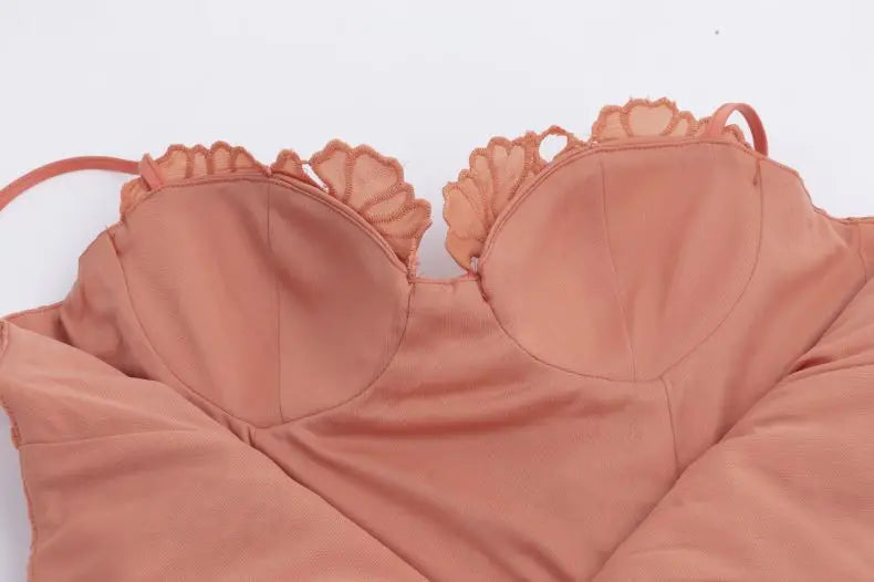 Orange Color Women Sleeveless Sexy Strap Square Collar Bodycon Mini Lace Dress Celebrate Girls' Birthday Party Cocktail Dress