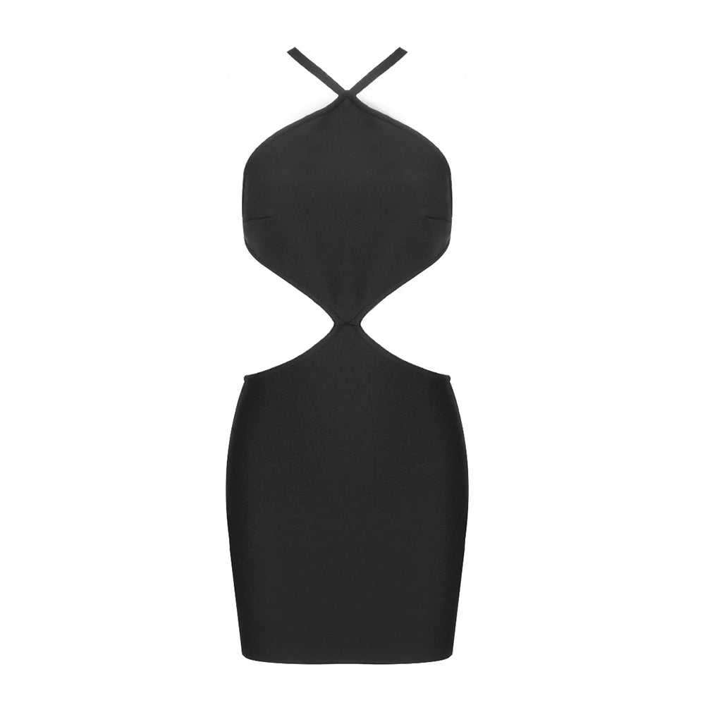 2023 New Summer Women Sexy Backless Beading Line Bodycon Mini Dress Rayon Bandage Fashion Nightclub Party Dress Wholesale