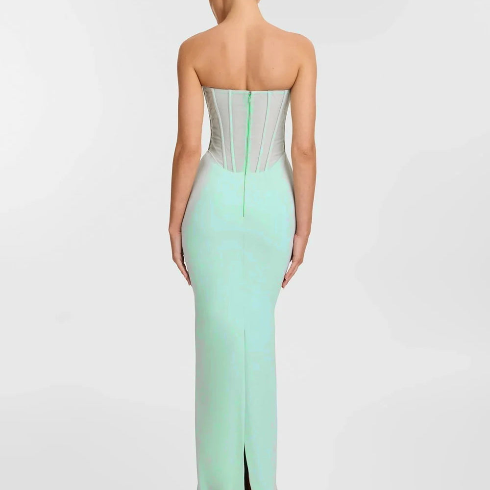 2025 Elegant Strapless Scarf Tight Long Dress For Women'S Sexy Backless Sleeveless Vestidos Celebrity Evening Party Gowns