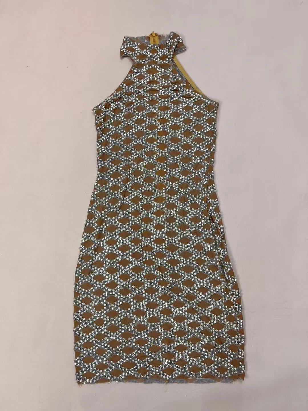 Women High-end Silver Crystals Mini Dress Sparkly Chic Ball Dress Sheer Mesh Sleeveless Birthday Party Sexy Dress linggejiaodian