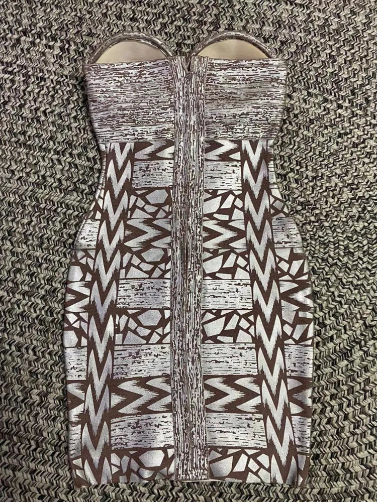 Black Silver Gold Foil Color Women Sexy Strapless Crystal Bodycon Mini Dress Bandage Fashion Nightclub Party Celebrate Dress