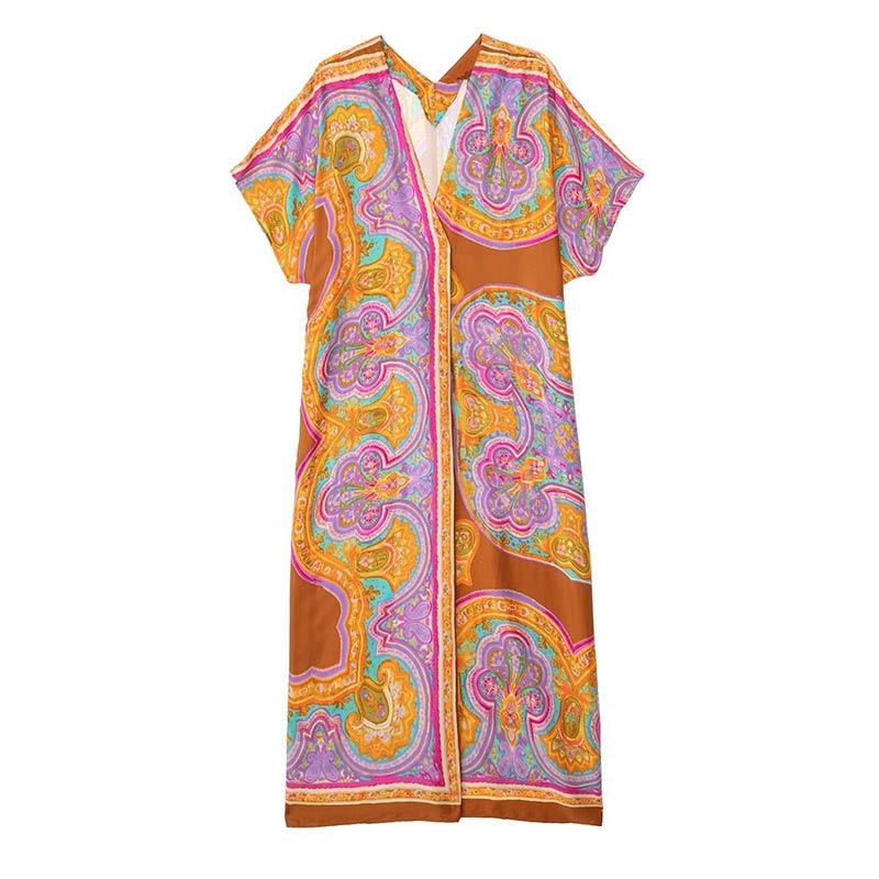 Women Casual Print Tunic Dress Robe Fashion Knotted Beach Skirt Long Sleeve Lapel Crop Shirt Tops Female Shorts 2022 Summer Sets