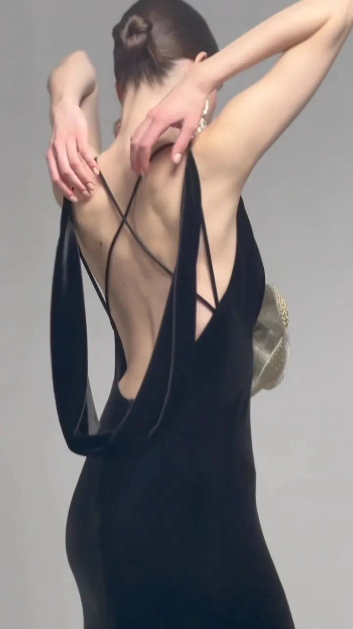 Women Sleeveless Sexy V-Neck Golden Florals Bodycon Long Dress Backless Vintage Evening Party Celebrate Dress