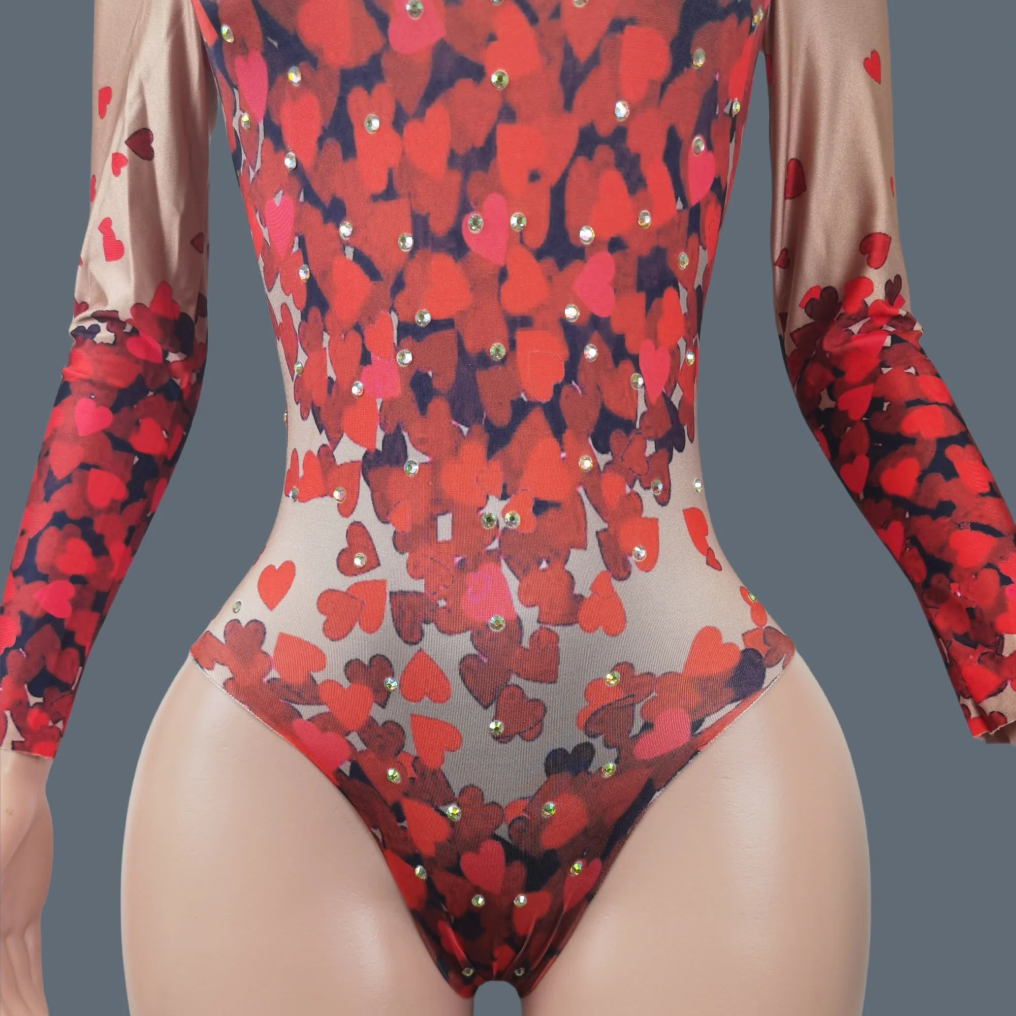 Women Sexy Printing Spandex Elastic Bodysuit Club Stage Performance Dance Costume Showgirl Bodysuit Birthday Party Wear Aiqinhai