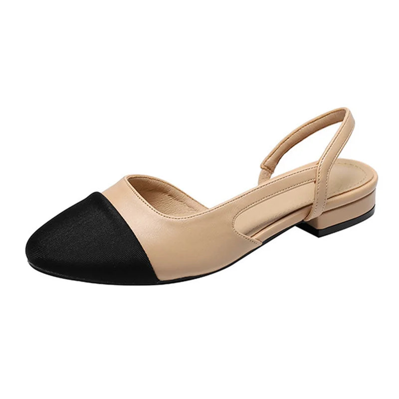 All-match Flat Shoes Women Sandals Non-Slip Soft Leisure Shoes Mixed Colors Comfort Low Heel Femme Thick Bottom Designer Shoes apricot