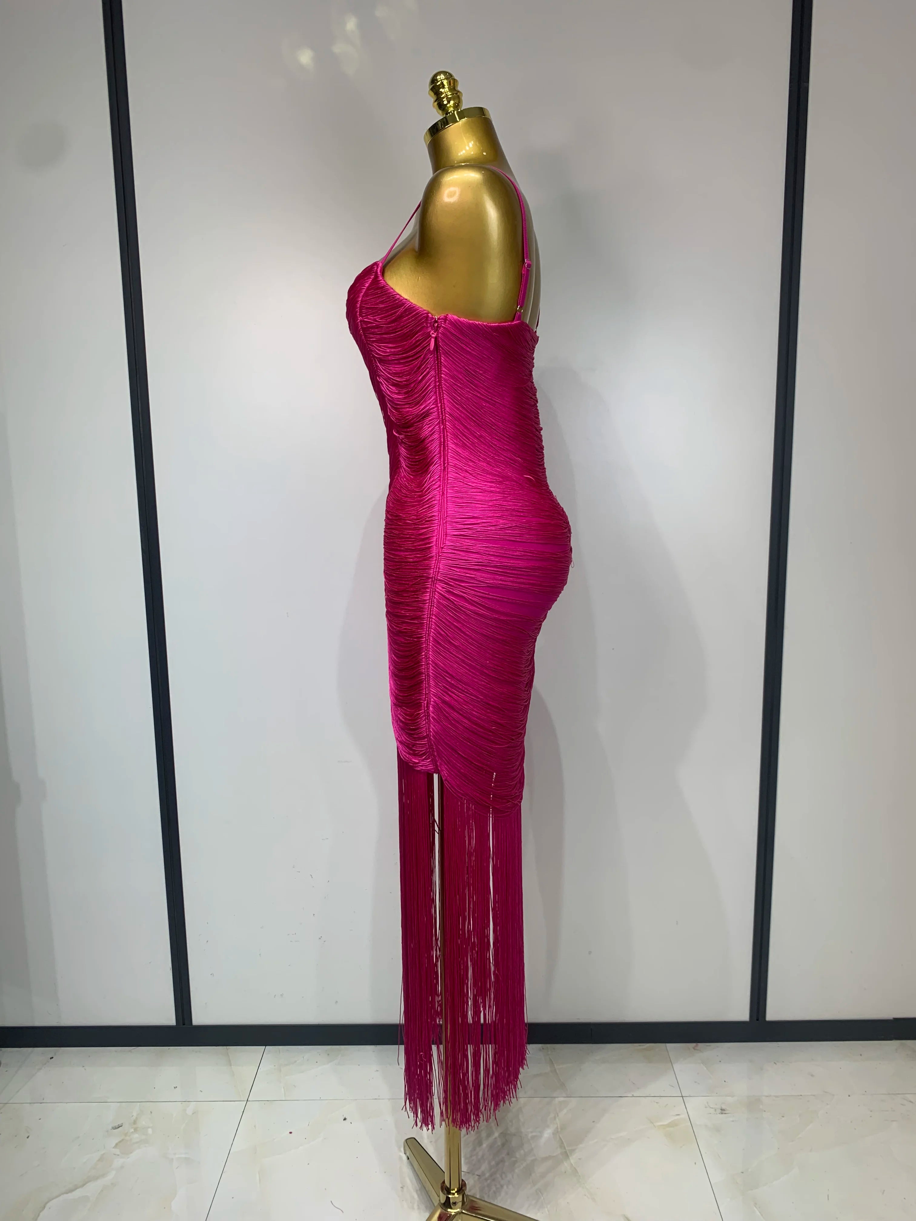 Women Sexy Backless Tassel Bodycon Bandage Dresses Celebrity Elegant Evening Party Nightclub Luxury Birthday Party Outfit 