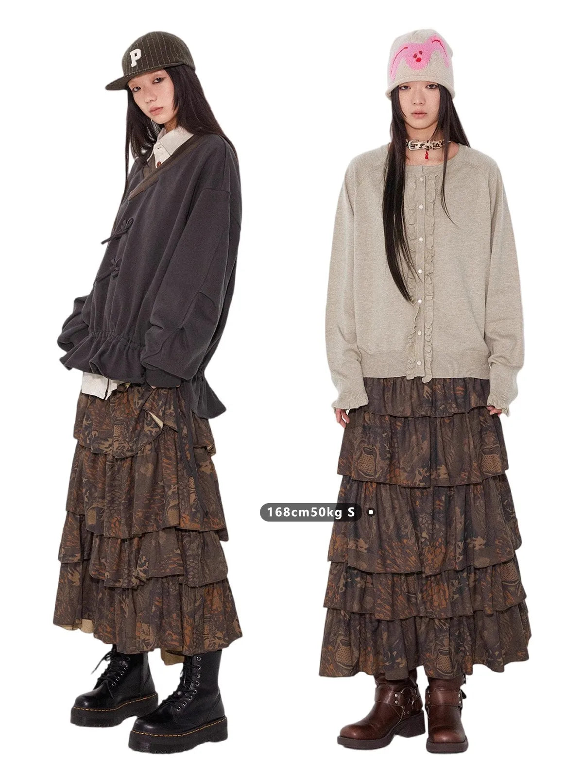 Lautaro Spring Long Soft Flowy Colorful Floral Print Tiered Midi Skirt Women High Waist High Quality Luxury Designer Clothes