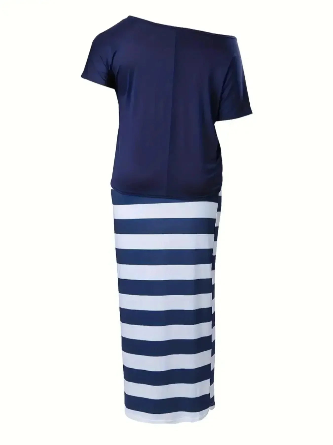 Plus Size 1XL-5XL Women's Fashion Short Sleeve Striped Pants Set Casual Loose Round Neck Letter Printed Short Sleeve Pants Set