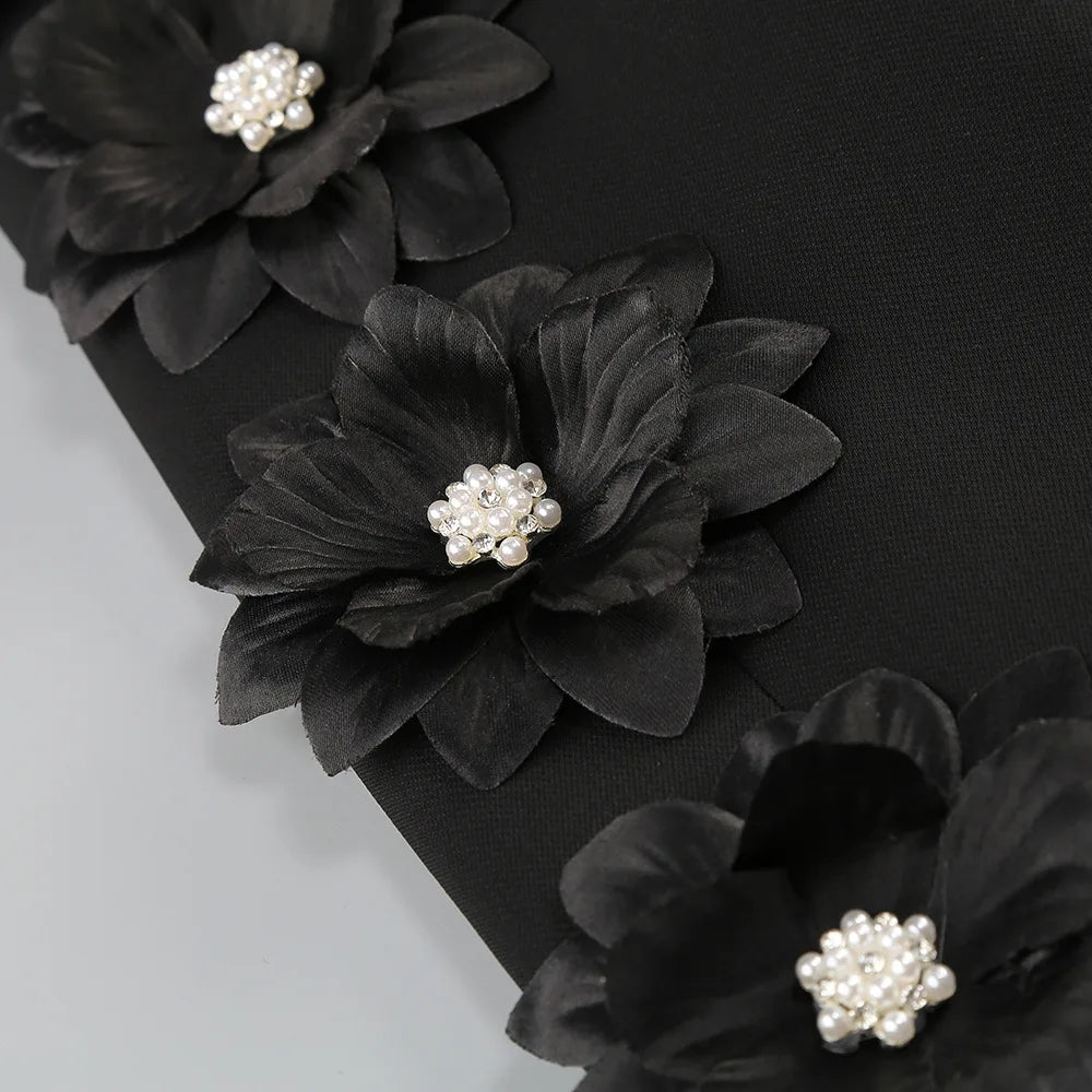 2024 Women Suit Pants Set with Collar, Long Sleeve, Three Dimensional Flower Decoration, Slim Fit Suit Coat+Two Piece Pants Set