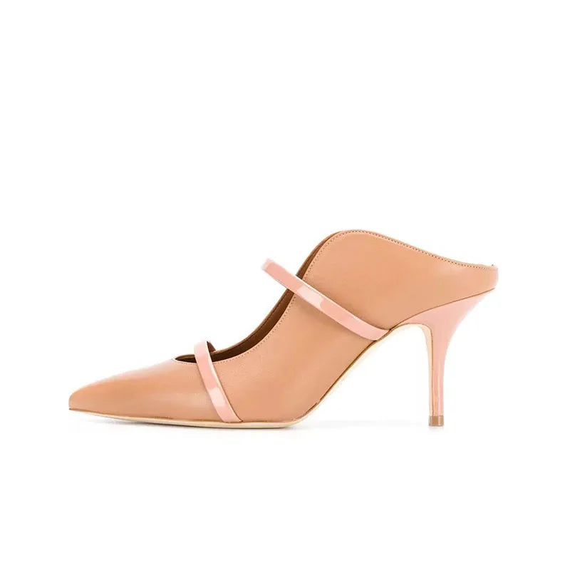 Silver Strappy Heeled Sandals Shallow Pointed Toe Heels Slip On Luxury Designer Shoes Sandalias De Mujer Zapatillas Summer 2025 as picture 2