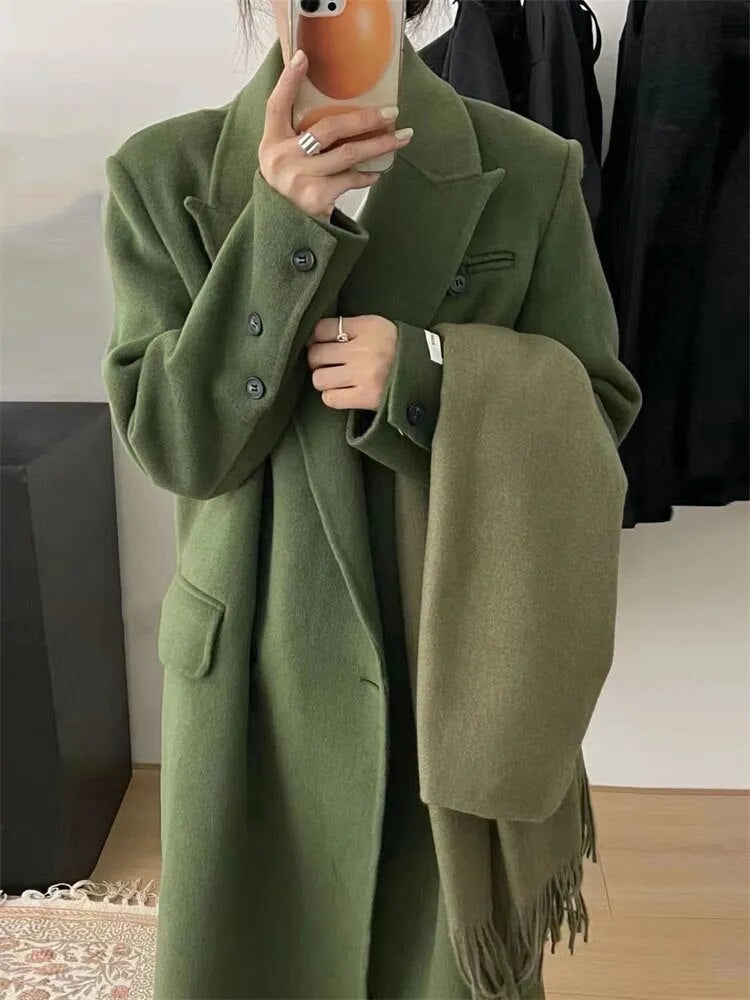 Winter Coats for Women 2024 Woolen Coat Long Single Breasted Womens Clothing Coats and Jackets Autumn Patchwork