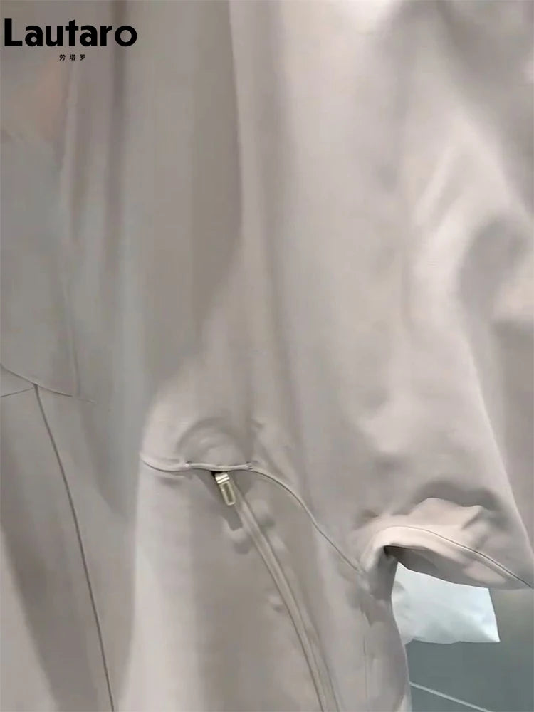 Lautaro-Waterproof Windproof Jacket for Women, Windbreaker with Hood, Zipper, Long Sleeve, Luxury Designer Clothing, Spring 2025