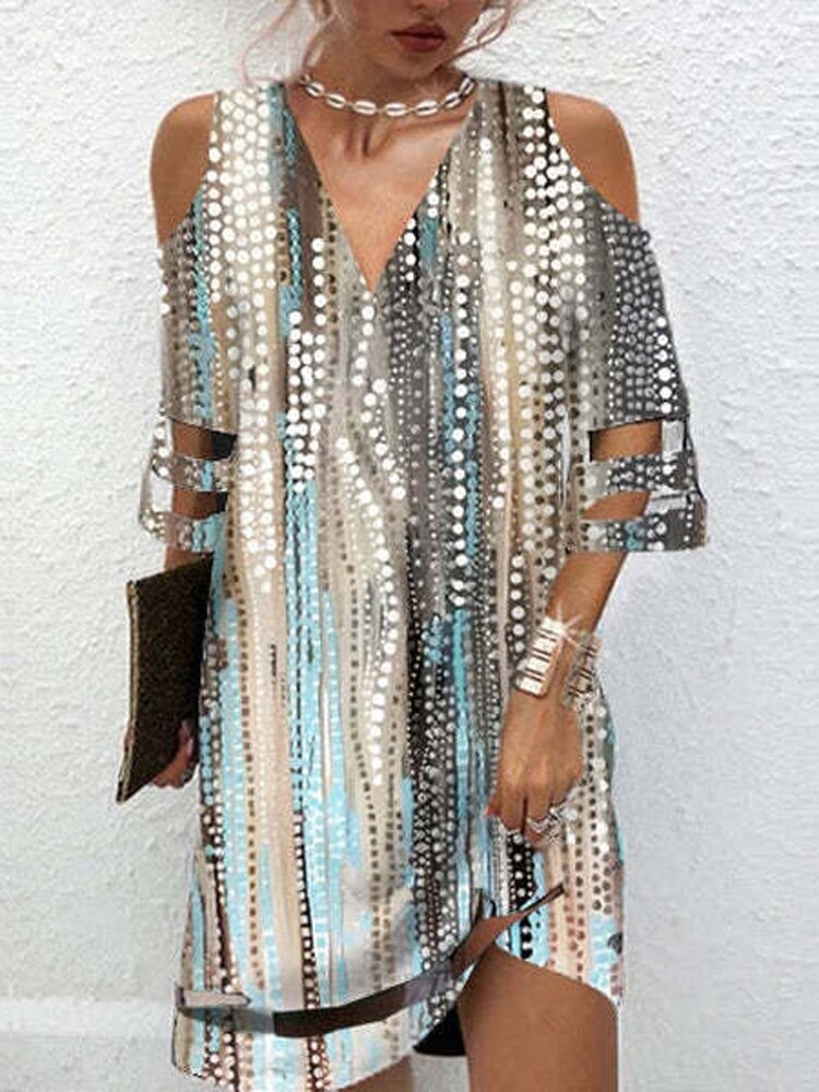 Sundress Bell Sleeve Casual Dress Paisley Print Vintage Floral Summer Loose Short Dress