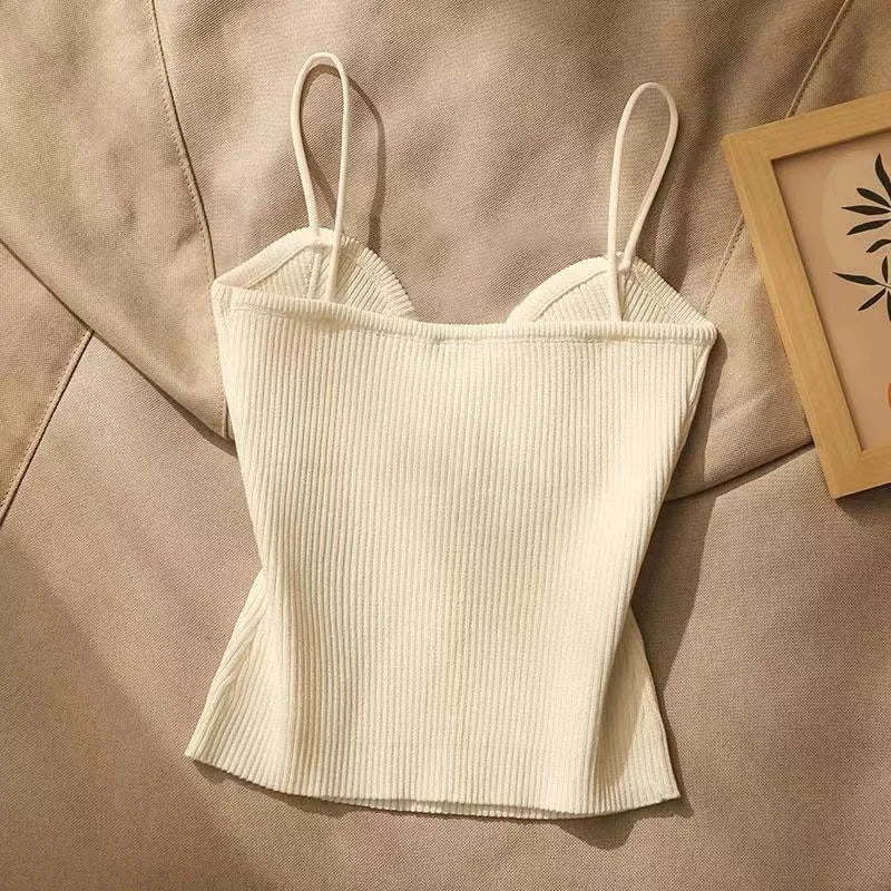 New Summer French Style Cross-knit Suspender Women Summer Wear Sexy Beauty Camisole Black Slim High-end Bottom Bandeau Top