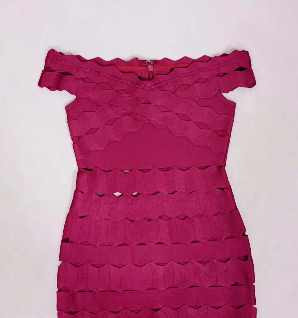 2025 Spring Sexy Women Hollow Cut Design Bandage Dress with One Collar Shoulders Bodycon Backless Midi Dress Club Party Vestidos