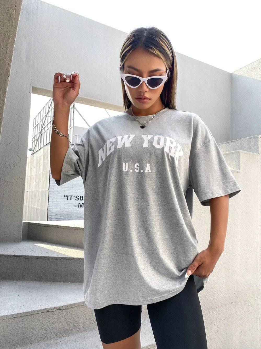 U.S.A New York USA City Street Printed Women T Shirts Breathable Summer T-Shirt Fashion Tees Clothing O-Neck Short Sleeve