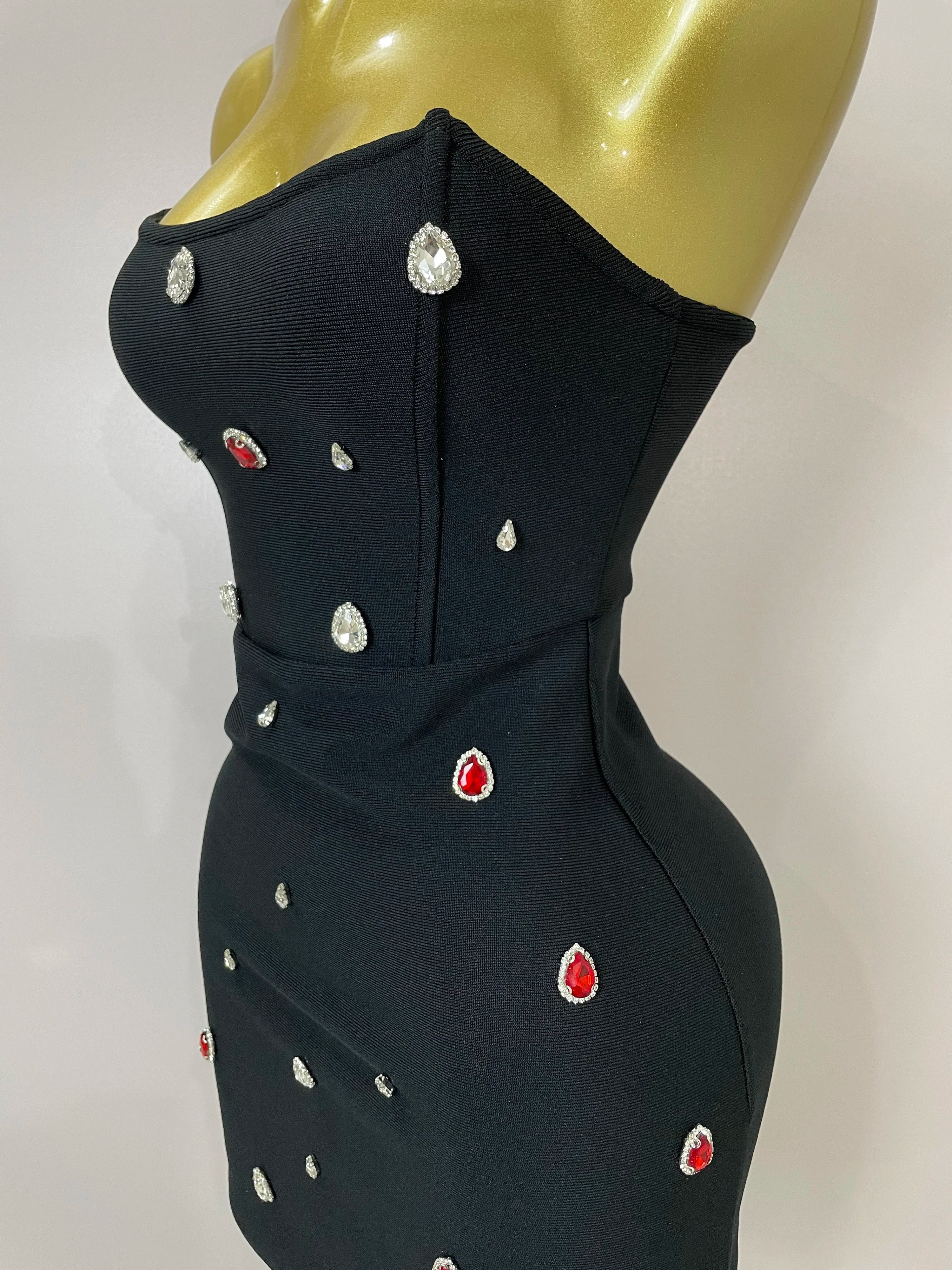 Sexy Strapless Colorful Crystal Bodycon Mini Bandage Dress 2025 Women New Elegant Party Celebrate Luxury Birthday Dress