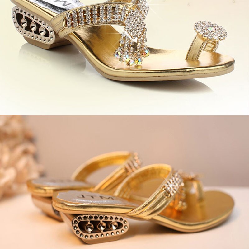 Slippers Rubber - Rhinestone Shower Summer House with Feet Toes Silver Woman - Gold Sandals Beach Elegant