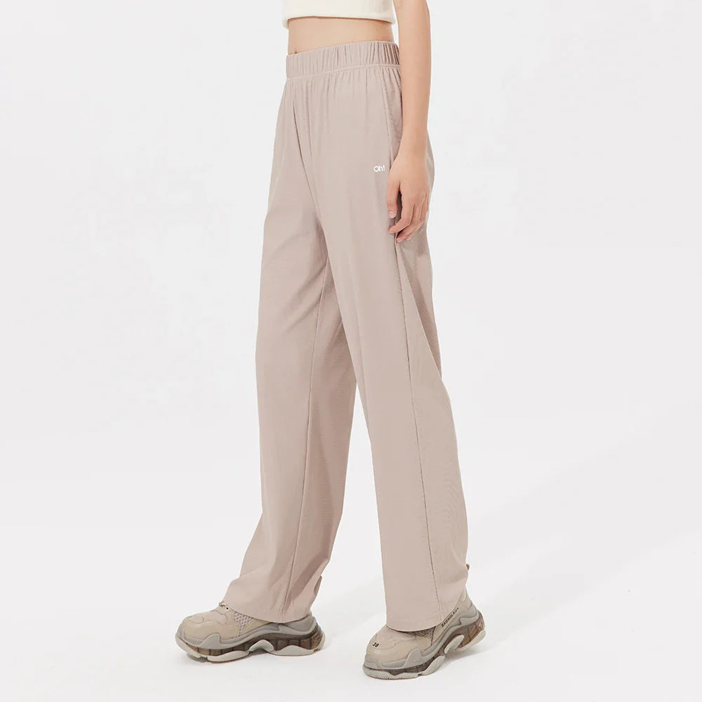 OhSunny Women Sweatpants High Waist Sport Running Gym Outdoor Anti-UV Stretch Loose Ladies Girls Drawstring Sunscreen Long Pants Khaki gray