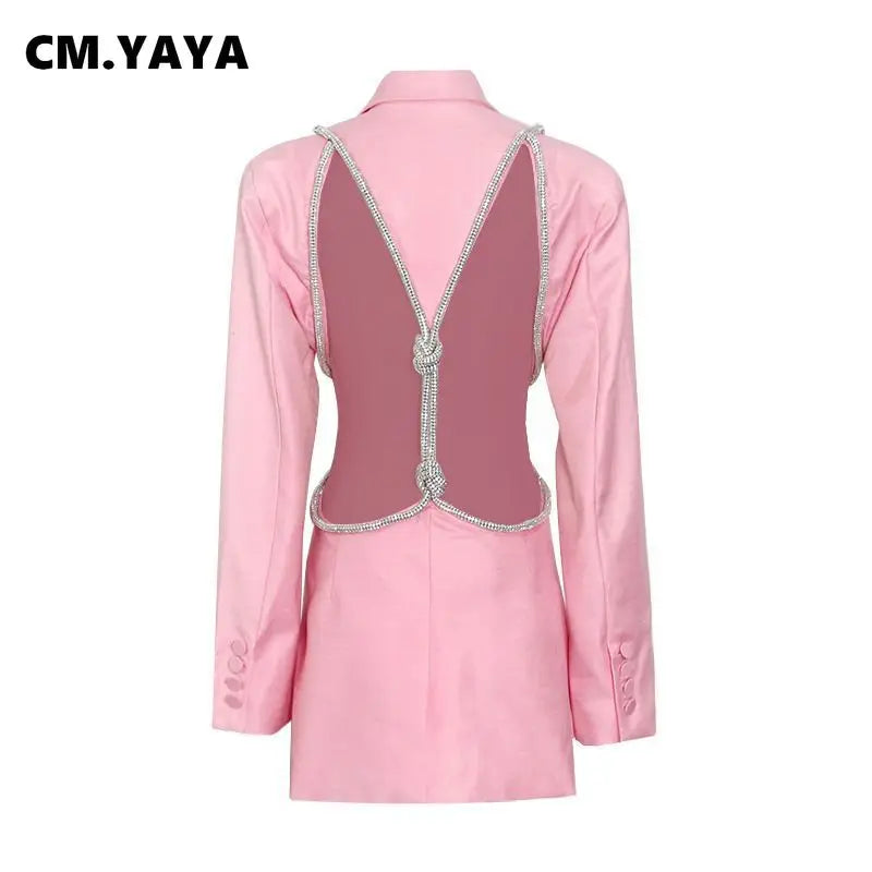 Women Elegant Cutout Long Sleeve One Button Long Sleeve Notched Neck Blazer Street INS Splicing Blazers Outfits Tops