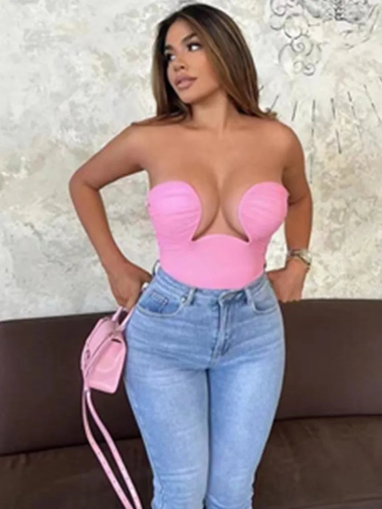 Hot Sale 10 Colors Women Sexy Strapless Bodycon Mini Tops Rayon Bandage Casual Fashion Nightclub Party Wear High Quality