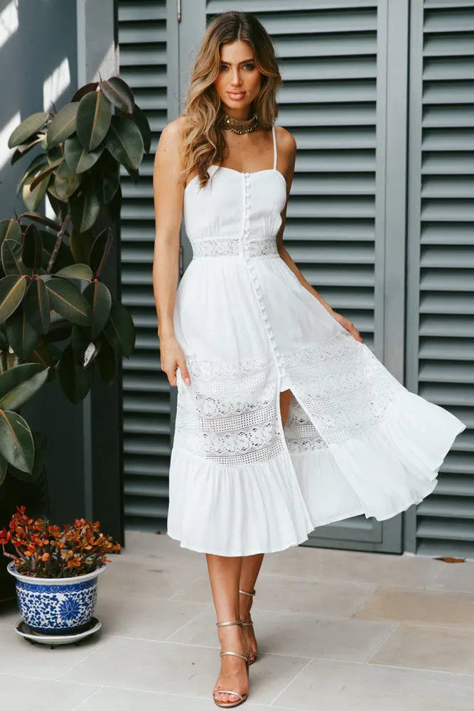 Summer Solid Tunic Women Maxi Dress V Neck Female Elegant Ruffles Party Long Dresses Beach Spaghetti Strap Casual Sundress 3 L