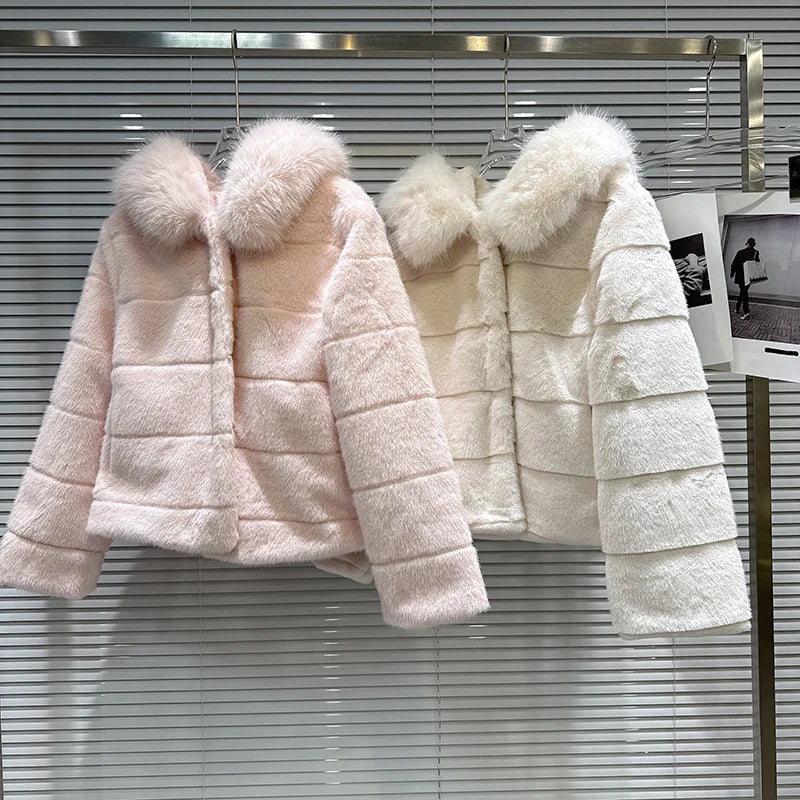 Winter New Sweet Temperament Hooded Warm Faux Fur Short Coat For Women Soft Jacket Female Trendy 11A07696