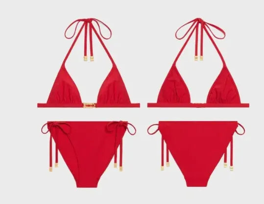 Women Black Triangle Bikini Ins Design Luxury Swimwear Fashion Beach Summer Swim Wears 2303red