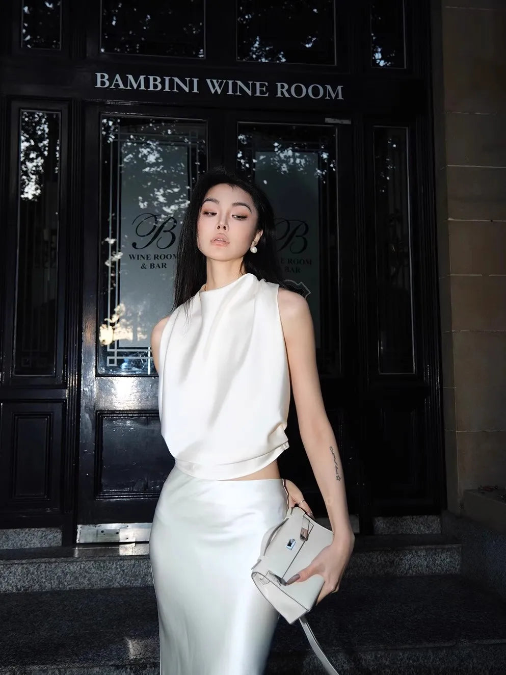 Lautaro Spring Autumn Soft Flowy Acetate Floor Length Trumpet Skirt Women Elegant Chic Luxury Designer High Quality Clothes 2025