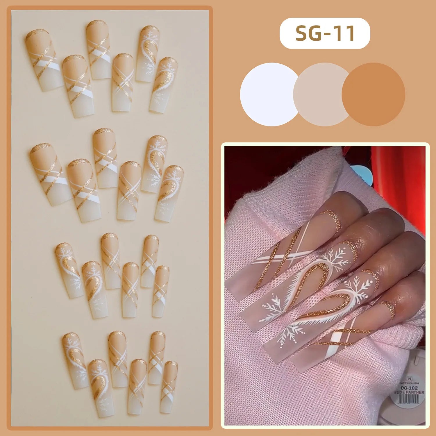 24pcs Pink Santa Claus False Nails Merry Christmas Snowflake Press on Nails Wearable European Long French Ballet Fake Nail Tips 2