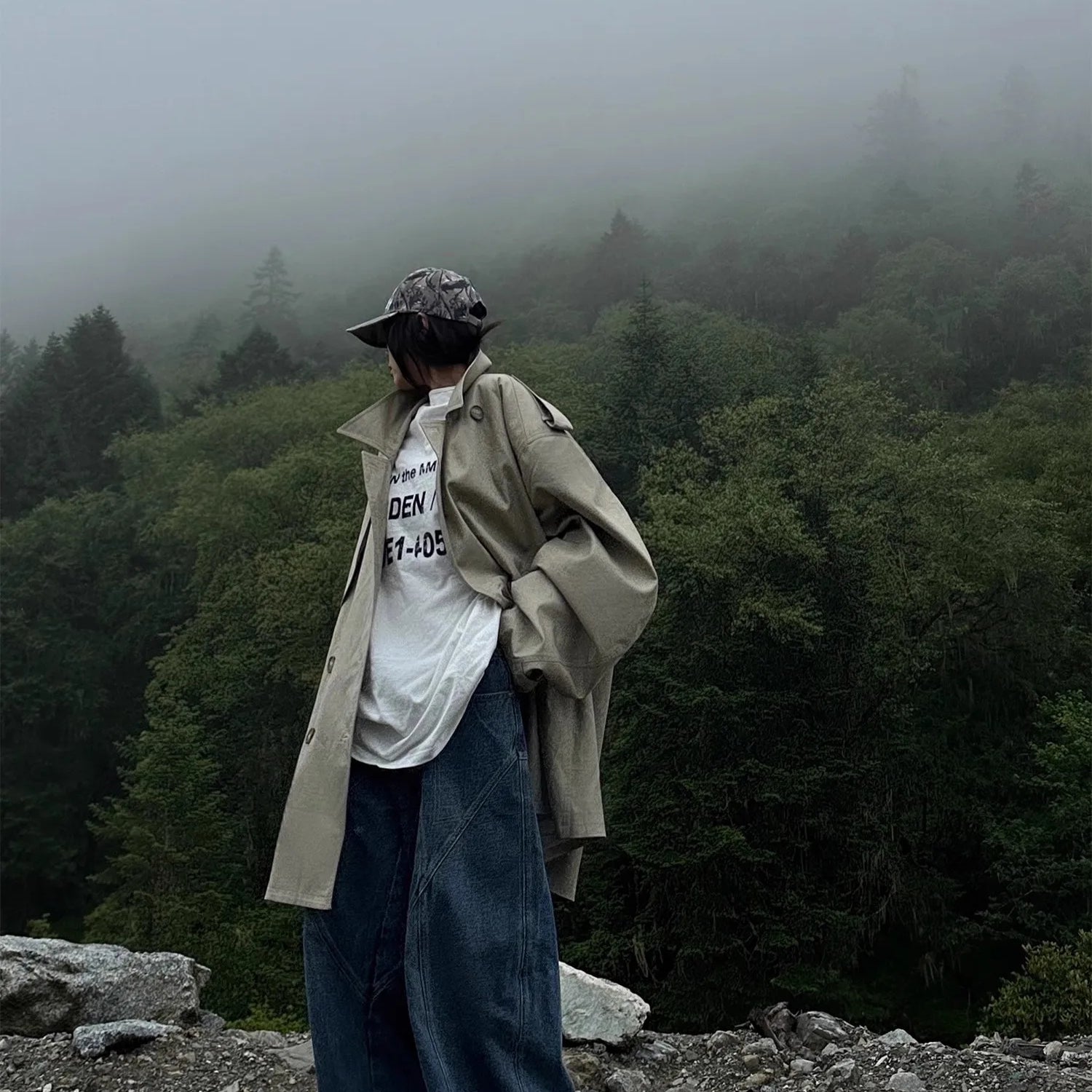 Lautaro Spring Autumn Oversized Trench Coat for Women Double Breasted Loose Casual Flowy Korean Fashion Clothes Overcoat 2025