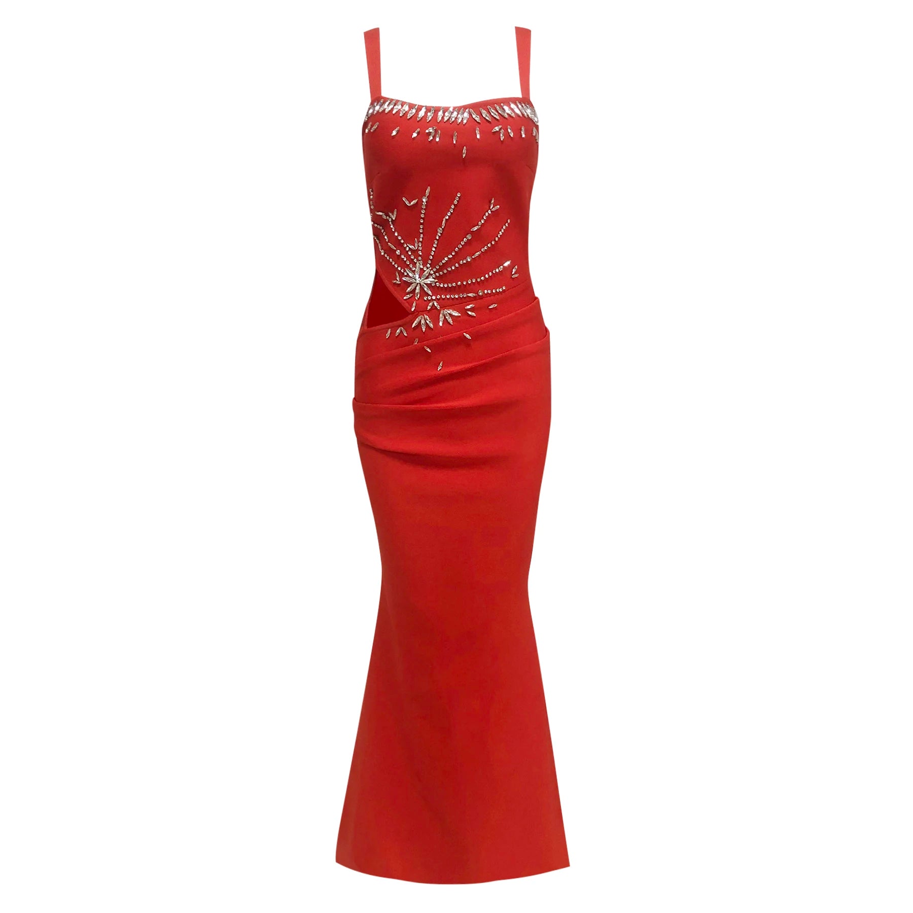 Red Color Women Sleeveless Sexy Square Collar Shinning Diamond Bodycon Long Bandage Dress Celebrate Evening Party Wedding Outfit