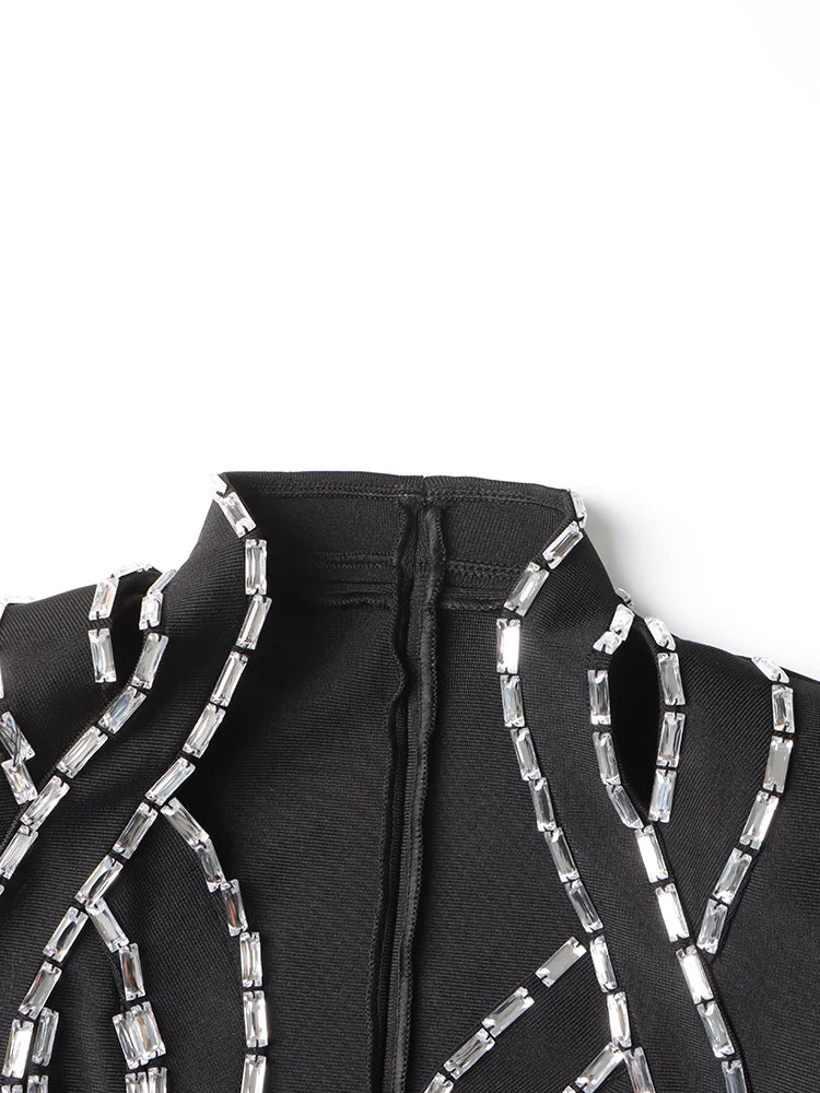 Hollow Out Two Piece Sets For Women V Neck Long Sleeve Tops High Waist A Line Skirt Summer Set Female Fashion New