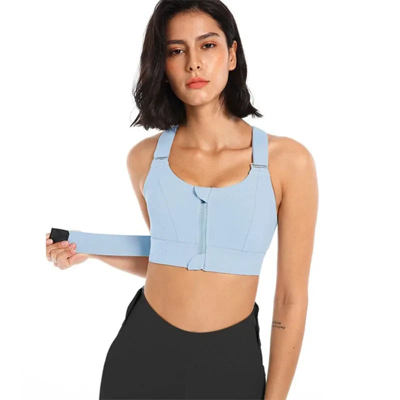 Solid Color Yoga Tight Sports Bras For Women Women's Fitness Zipper Bra Sportswear Woman Gym Training Female Crop Tops TOP001-6