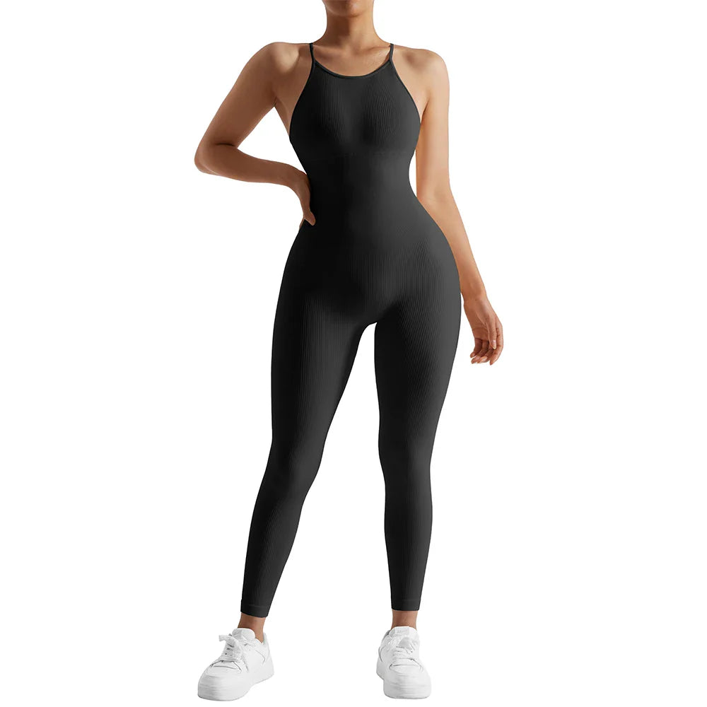 Bodycon Jumpsuits Women Sportwear Casual Streetwear Fitness Outfit Gym Clothings Rompers Overalls Playsuits Bodysuit Female SJWC006BK