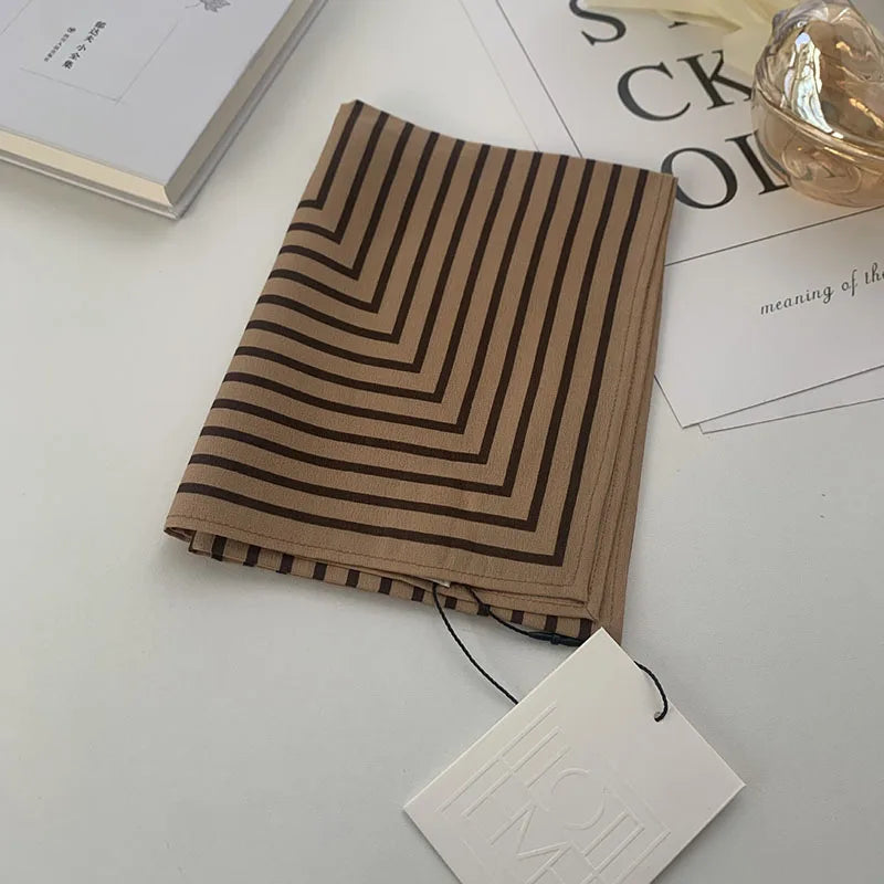 Letter Stripe Printted Silk Square Scarf For Women 100% Silk Headscarf Bandanas Brand Female Fashion Neckerchief Designer Scarve 4