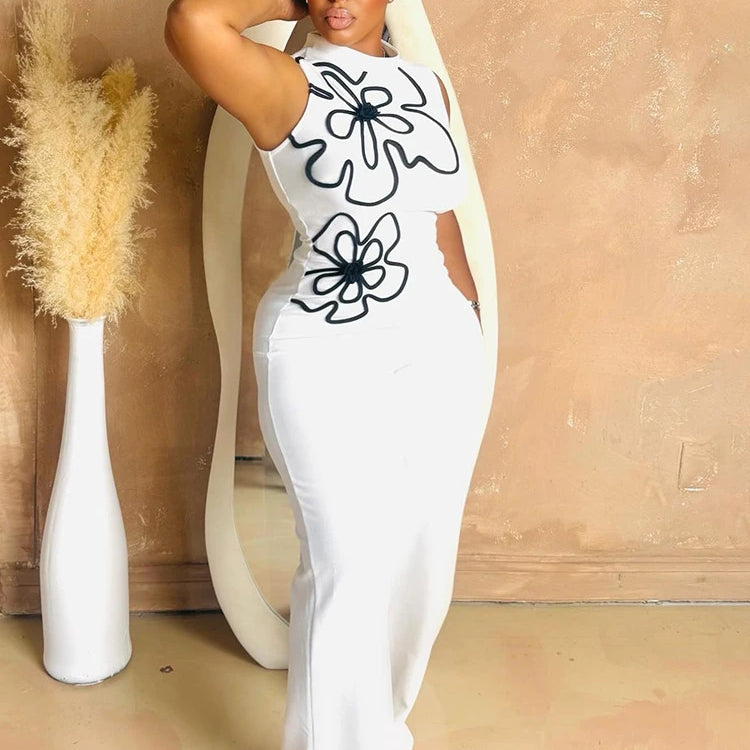 Fashion Women Sunflower Sleeveless Tank Jumpsuits 2025 Summer Street Birthday Sexy Party Outfits One Piece Suit Rompers