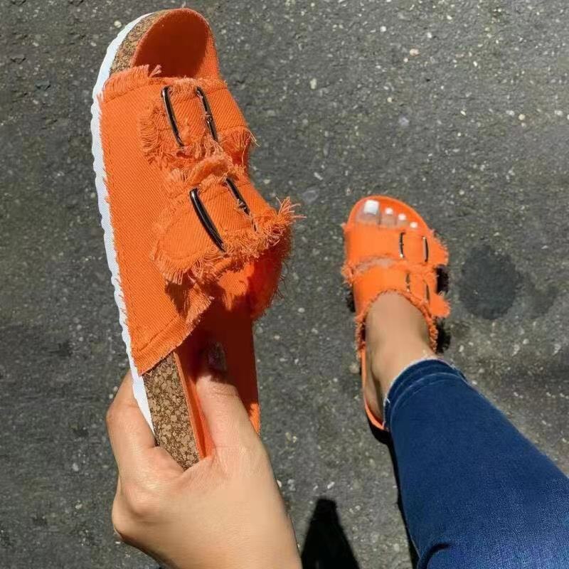 Women Comfortable Sandals Ladies Slip-on Wedge Slippers Sports Beach Walk Shoes Summer Fashion Denim Casual Sandalias