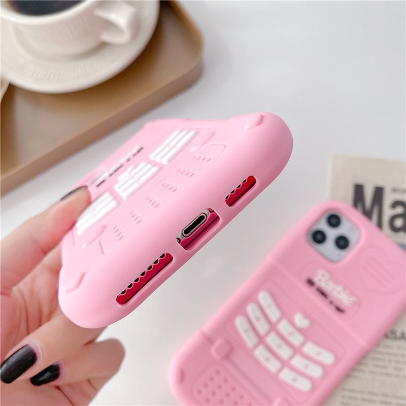 Pink Silicone Barbie Smartphone Case Y2K Girls Iphone 1213Promax Holder Fashion Female 3D Phone Cases Shell Protective Case Gift