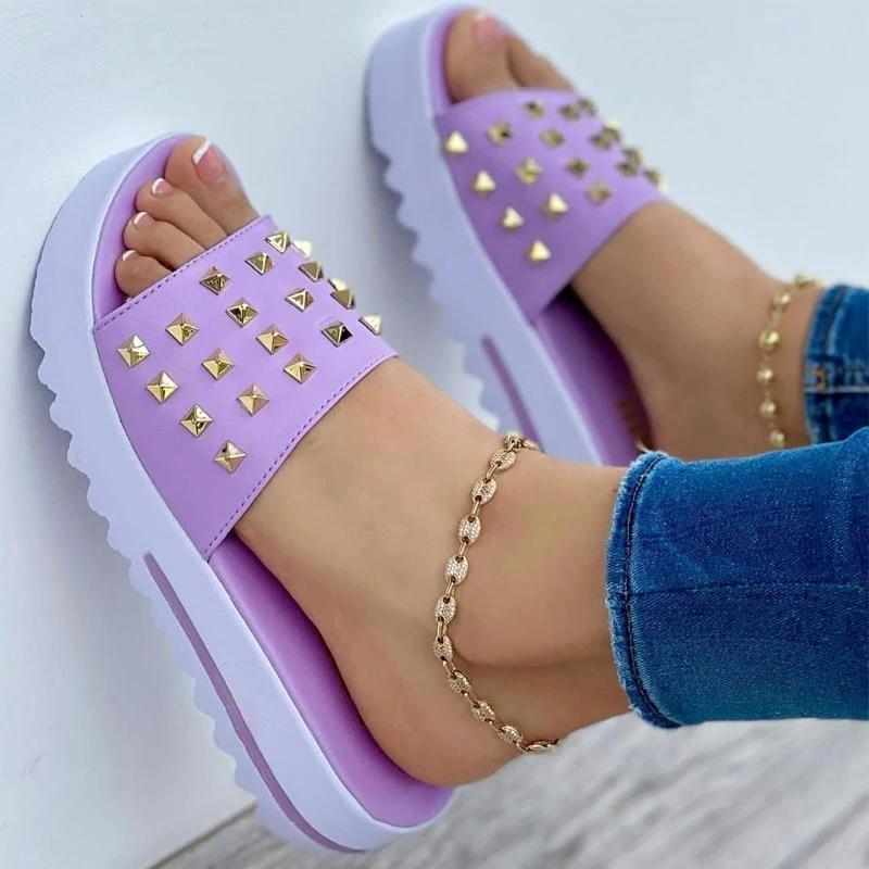 Women Slippers Beach Women Summer Sandals Flat Soft Casual Female Fashion Outdoor Ladies Sandals Walking Shoes For Women Purple