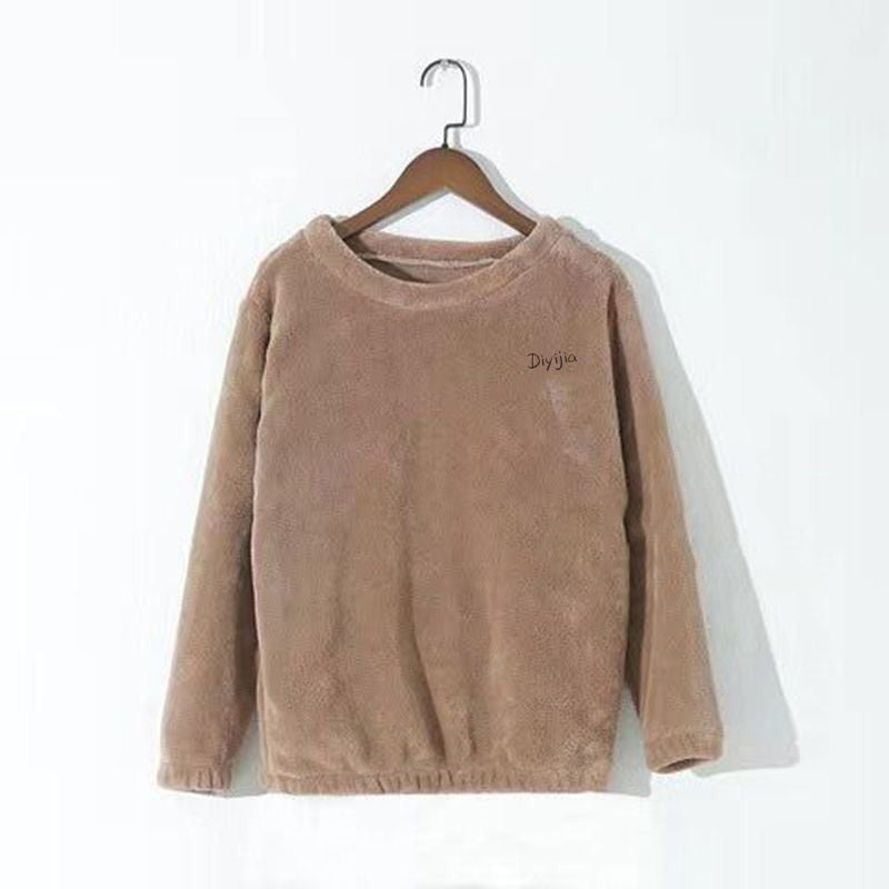 女性の冬のベルベットセットプルオーバーと弾性ウエストパンツセットカジュアル暖かいカシミヤセット女性の秋と冬